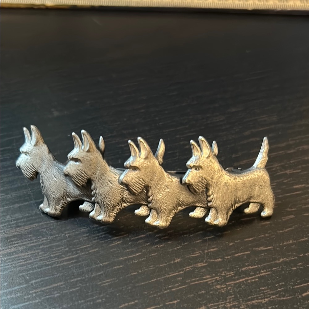 VINTAGE METAL "SCOTTIE" DOG BARRETTE MADE IN FRANCE